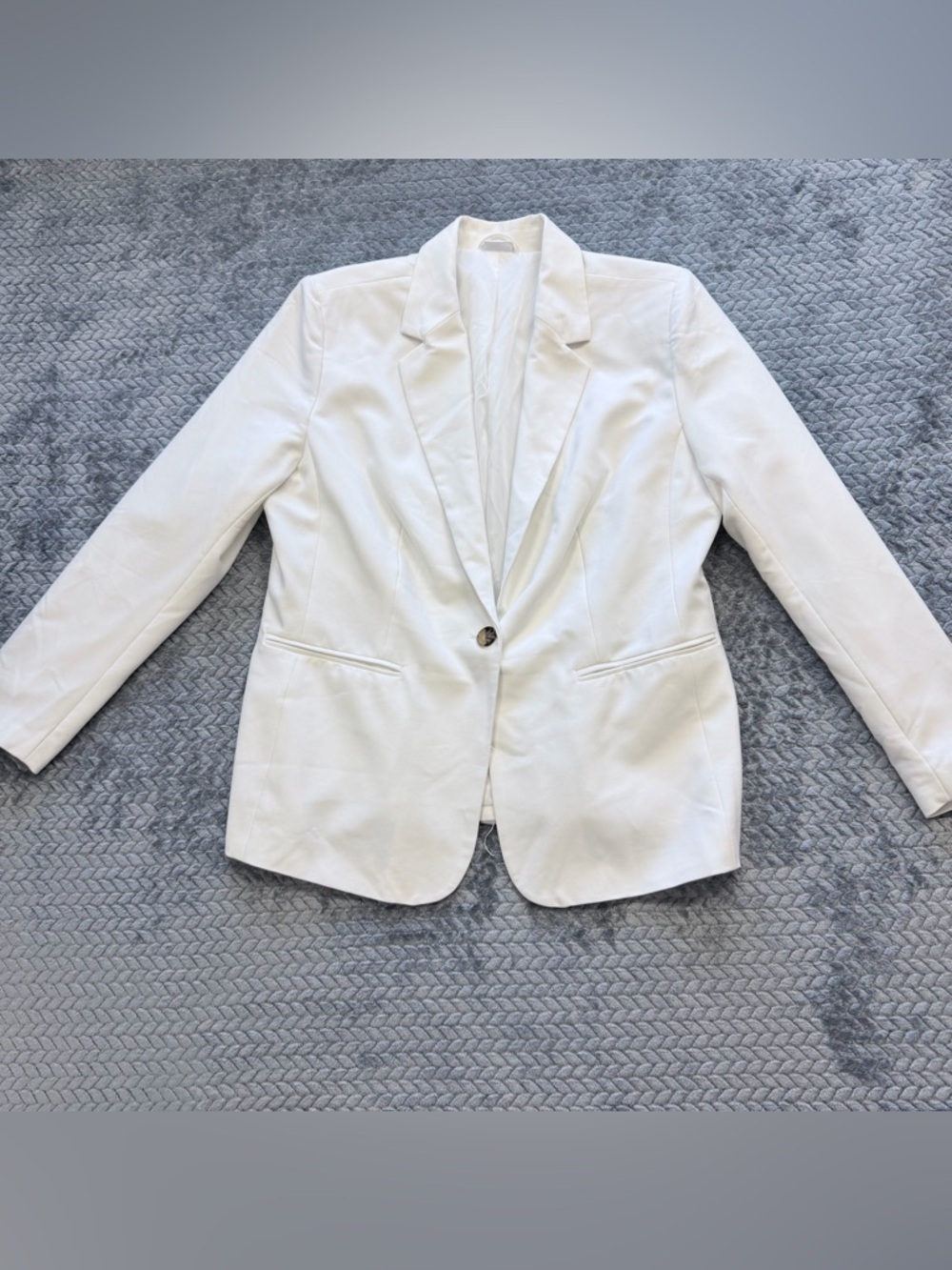 LASCANA Women's Ivory White Single-Button Structured Blazer Size Large.